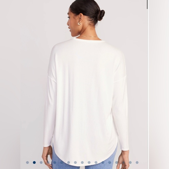 OLD NAVY ~ Calla Lily White ~ (Small) ~ Luxe Long-Sleeve Tunic T-Shirt - Picture 7 of 8